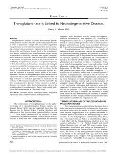 Transglutaminase Is Linked to Neurodegenerative Diseases