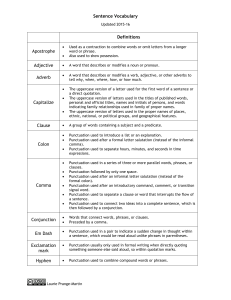 Sentence Vocabulary Definitions Apostrophe Adjective Adverb