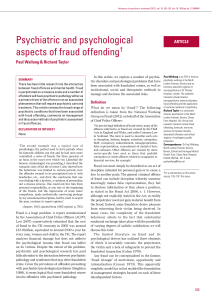 Psychiatric and psychological aspects of fraud offending†