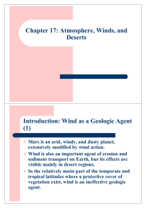 Chapter 17: Atmosphere, Winds, and Deserts Introduction: Wind as