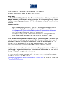 Health Advisory: Toxoplasmosis Reporting in Minnesota (#1565778) (PDF)