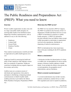 The Public Readiness and Preparedness Act (PREP): What you need to know (PDF: 38KB/2 page)