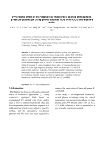 Synergistic effect of sterilization by microwave-excited atmospheric-pressure plasma jet using photo-catalyst TiO2 with H2O2 and distilled water