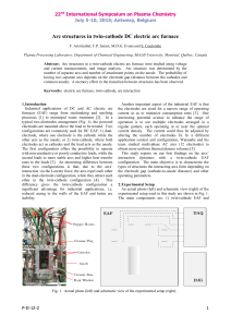 Arc structures in twin-cathode DC electric arc furnace