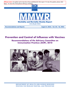 ACIP Recommendations on Influenza Vaccination