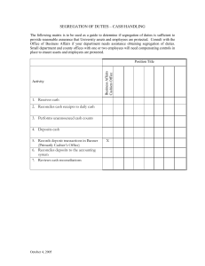 Segregation of Duties - Cash