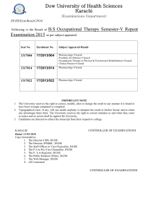 {Examinations Department} Result B.S Occupational Therapy Semester-V Repeat Examination 2015.