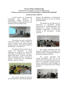 A Report on Guest Lecture by Dr.P.Krishna Reddy on “Distributed Computing”