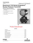 Product Data Sheet: Rosemount 1153 Series B Alphaline® Nuclear Pressure Transmitter