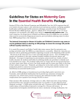Guidelines for States on Maternity Care In the Essential Health Benefits Package