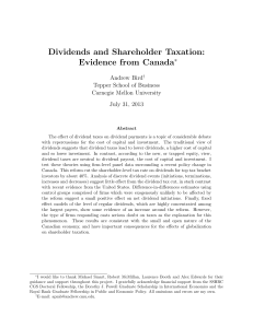 Dividends and Shareholder Taxes: Evidence from Tax Reform