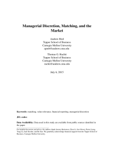 Managerial Discretion, Matching and the Market