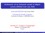 Arithmetic of an Edwards model of elliptic curves de ned over