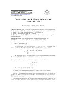Characterizations of Non-Singular Cycles, Path and Trees