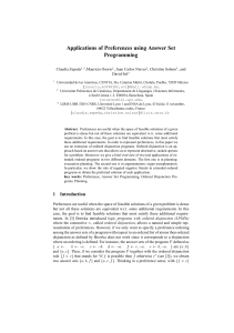 Applications of Preferences using Answer Set Programming