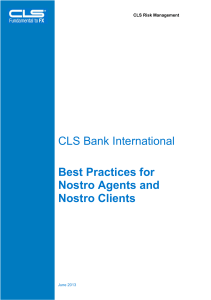 CLS Bank International Best Practices for Nostro Agents and Nostro