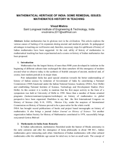 Mathematical Heritage of India - College of Social Sciences and