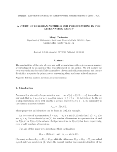 A STUDY OF EULERIAN NUMBERS FOR PERMUTATIONS IN THE