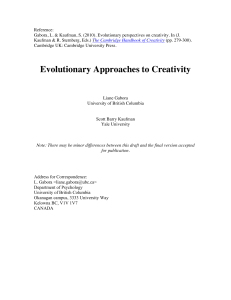 Evolutionary Approaches to Creativity