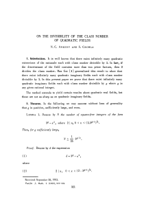 ON THE DIVISIBILITY OF THE CLASS NUMBER OF