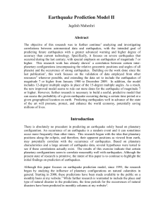 Earthquake Prediction Model II