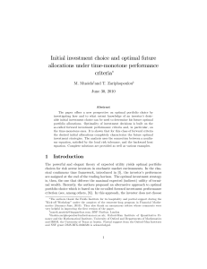 Initial investment choice and optimal future allocations under time