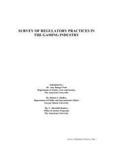 survey of regulatory practices in the gaming industry
