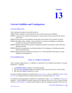 Chapter 13 Current Liabilities and Contingencies