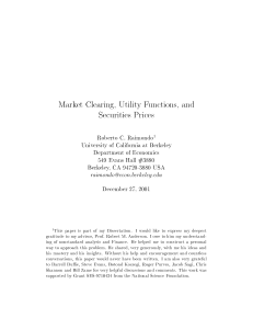 Market Clearing, Utility Functions, and Securities Prices