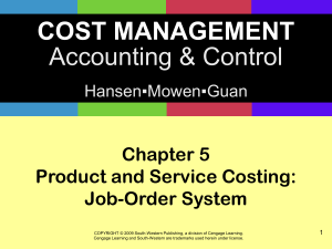 Product and Service Costing: Job-Order System