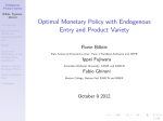 Optimal Monetary Policy with Endogenous Entry and Product Variety