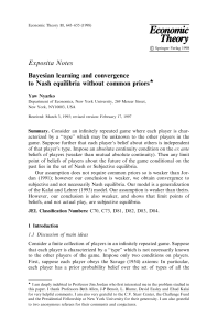 Bayesian Learning and Convergence to Nash