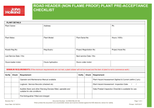 road header (non flame proof) plant pre
