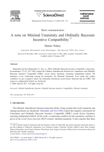 A note on Minimal Unanimity and Ordinally Bayesian Incentive