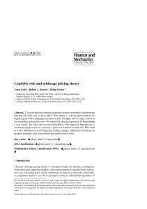 Liquidity risk and arbitrage pricing theory