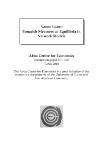 Hannu Salonen Bonacich Measures as Equilibria in Network