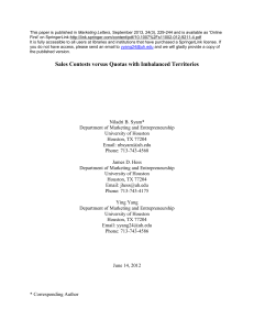 2.1 Sales Contest with Imbalanced Territories