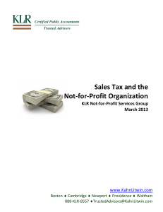 Sales Tax and the Not-for-Profit Organization