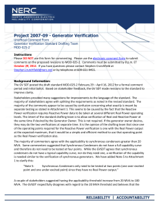 Project 2007-09 - Generator Verification