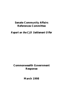 response to the report on the CJD settlement offer by the Senate
