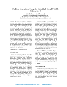 Modeling Conventional Swing of a Cricket Ball Using COMSOL
