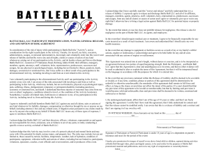 BATTLE BALL, LLC PARTICIPANT INDEMNIFICATION, WAIVER