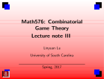 Lecture note for Math576 Combinatorial Game Theory