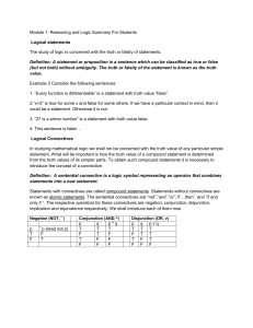 Summary - Reasoning and Logic