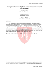 Using Coke-Cola and Pepsico to demonstrate optimal capital
