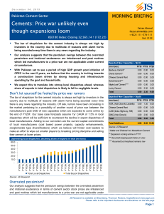 Cements: Price war unlikely even though expansions loom