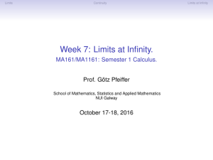 Week 7: Limits at Infinity. - MA161/MA1161: Semester
