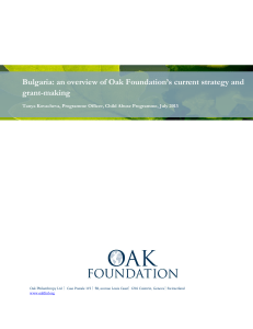 Bulgaria: an overview of Oak Foundation`s current strategy and grant