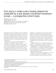Can injury in major junior hockey players be predicted by a pre
