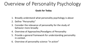 Paradigms in Personality Psychology